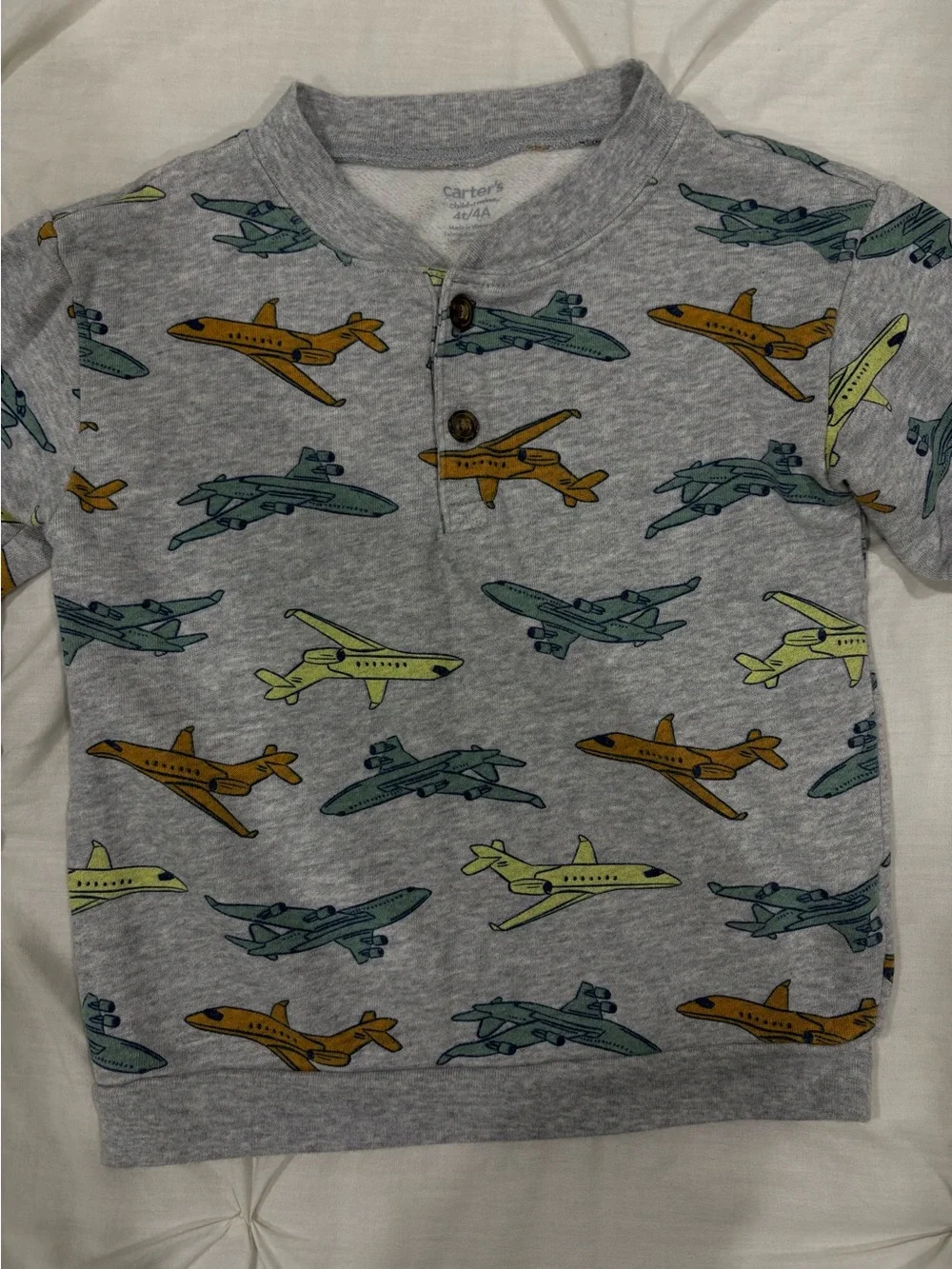 2 For $15 Carter's Gray Airplane 3-Piece Outfit Set with Brown Tee